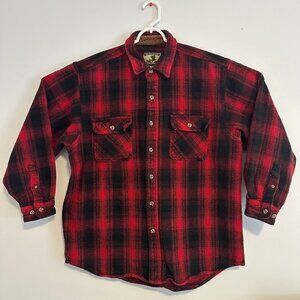 Field & Stream Casual Button Down Mens XL Red Plaid Rugged Flannel Shacket